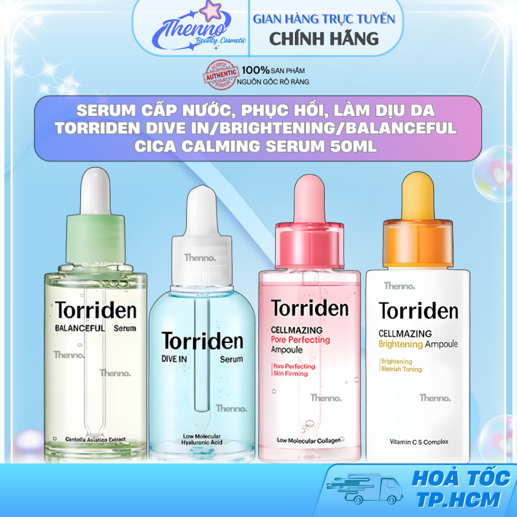 Serum Cấp Nước, Phục Hồi, Làm Dịu Da Torriden Dive In/Brightening/Balanceful Cica Calming Serum 50ml