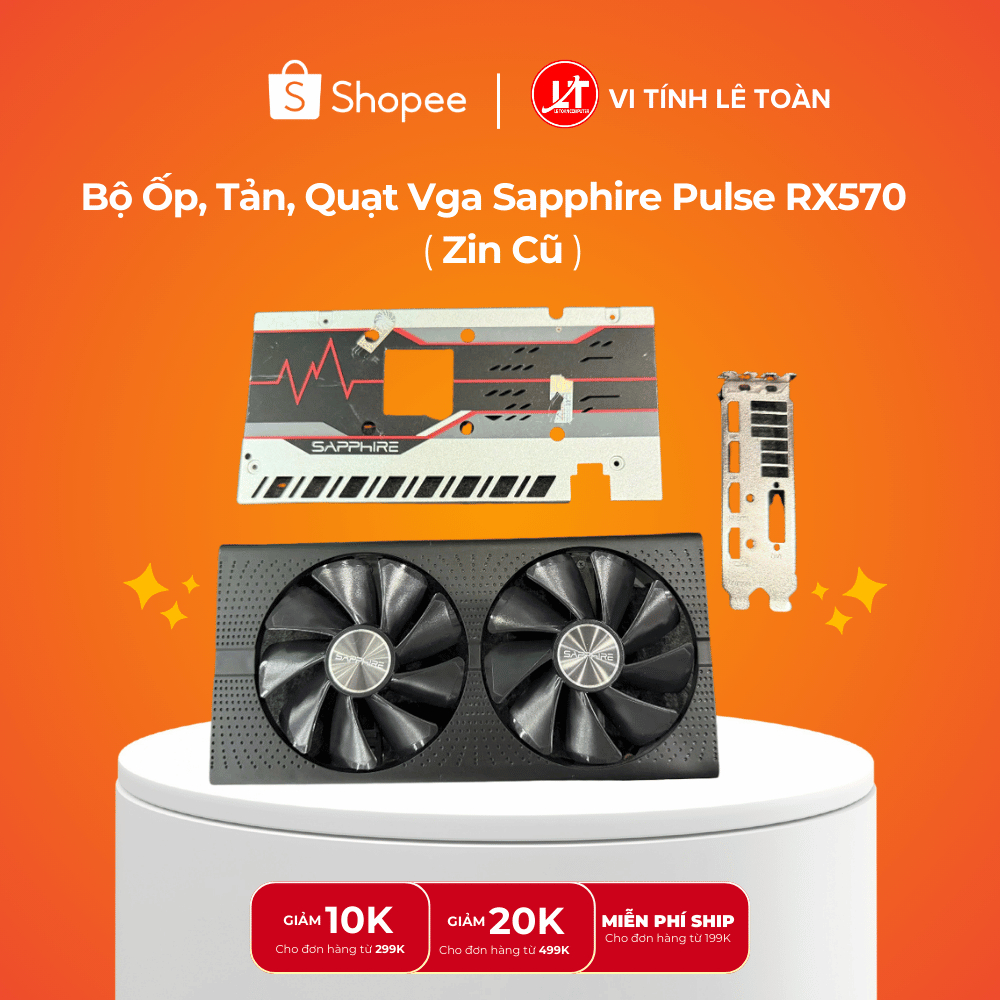 Bộ Ốp, Tản, Quạt Vga Sapphire Pulse RX570 Zin Cũ
