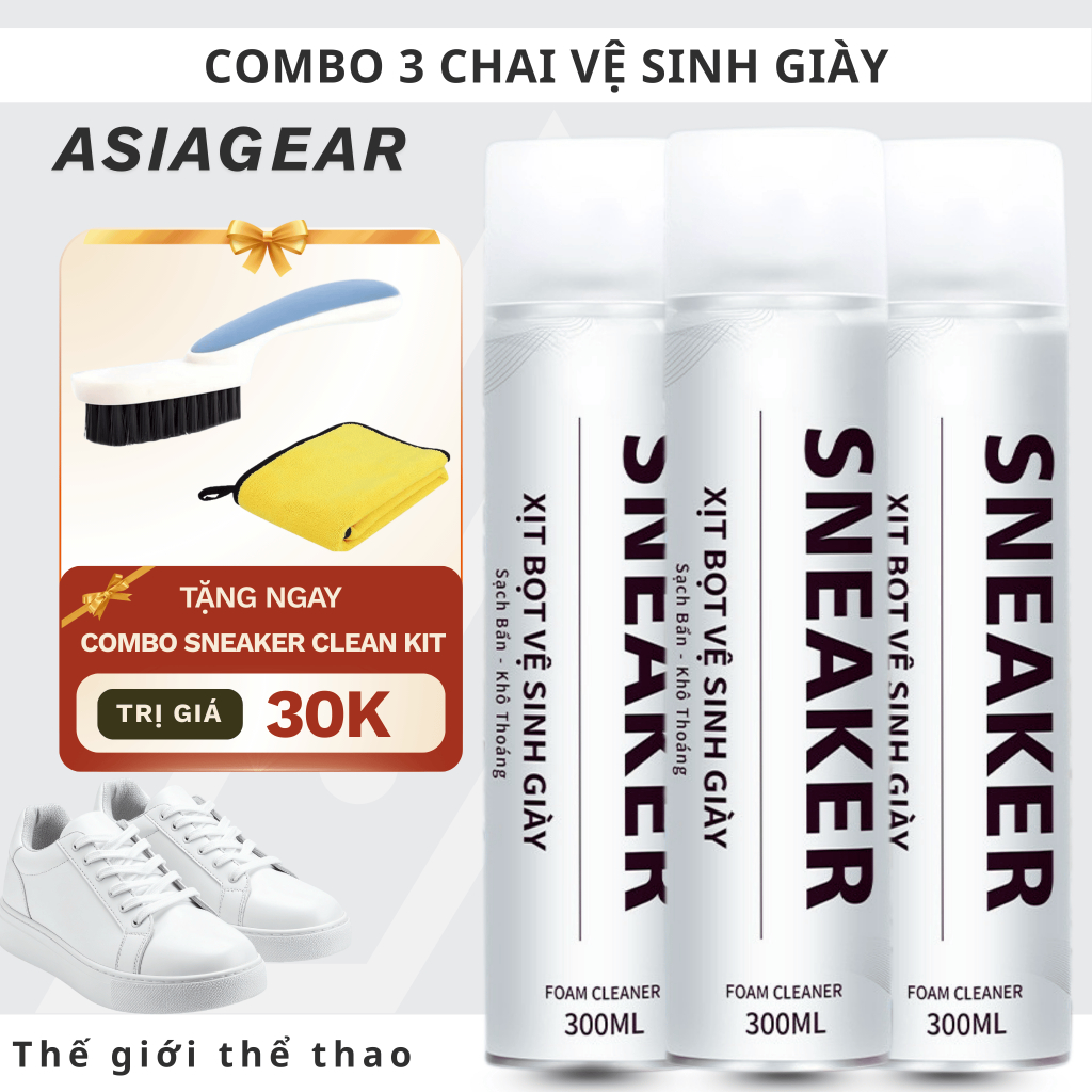 [Combo] Xịt Bọt Tuyết Làm Sạch Giày Sneaker–Tẩy Trắng Siêu Nhanh,Đánh Bay Vết Bẩn, An Toàn Da Giày