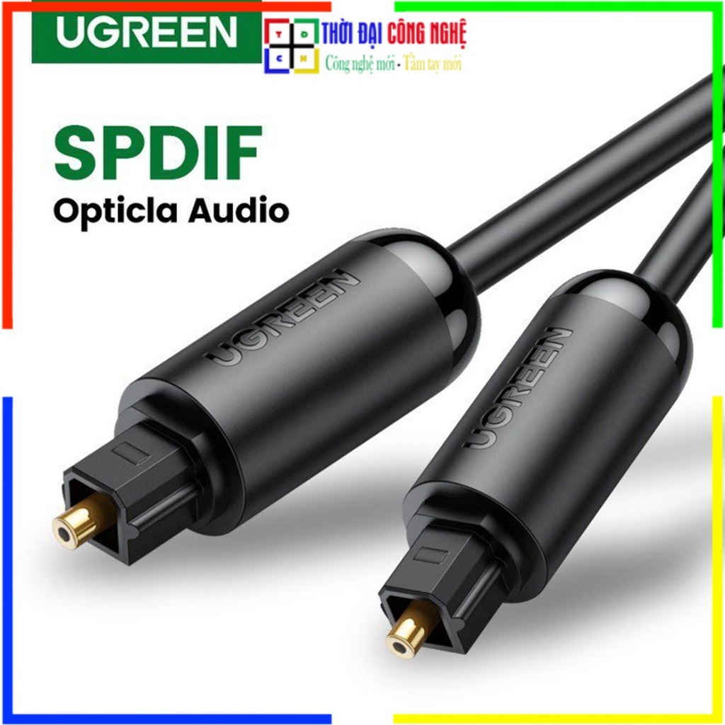 Cáp audio quang Toslink Optical UGREEN AV122 70890 - Hỗ trợ âm thanh 5.1/ 7.1 - Đầu cáp mạ vàng