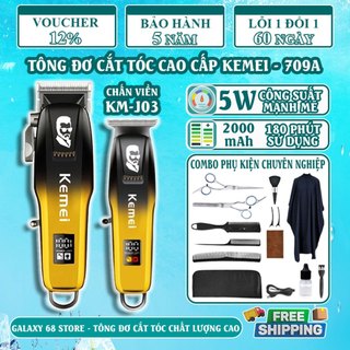  Tông Đơ Cắt Tóc Nam Không Dây Kemei 709A J03 Tăng Đơ Cắt Tóc Gia Đình Cho Bé Lưỡi Sắc Màn Hình LED 