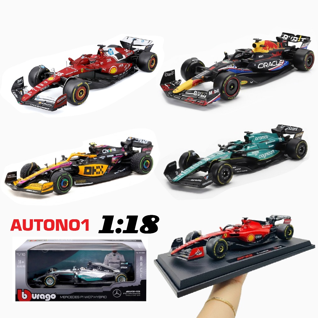 Mô hình xe đua F1 75 SF23 SF24 RB18 RB19 RB21 Redbull Ferrari Petronas Formula Racing tỉ lệ 1:18 Bbu