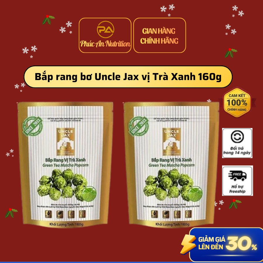 [ Gói Lớn ] Bắp Rang Bơ Uncle Jax Vị Trà Xanh 160gr
