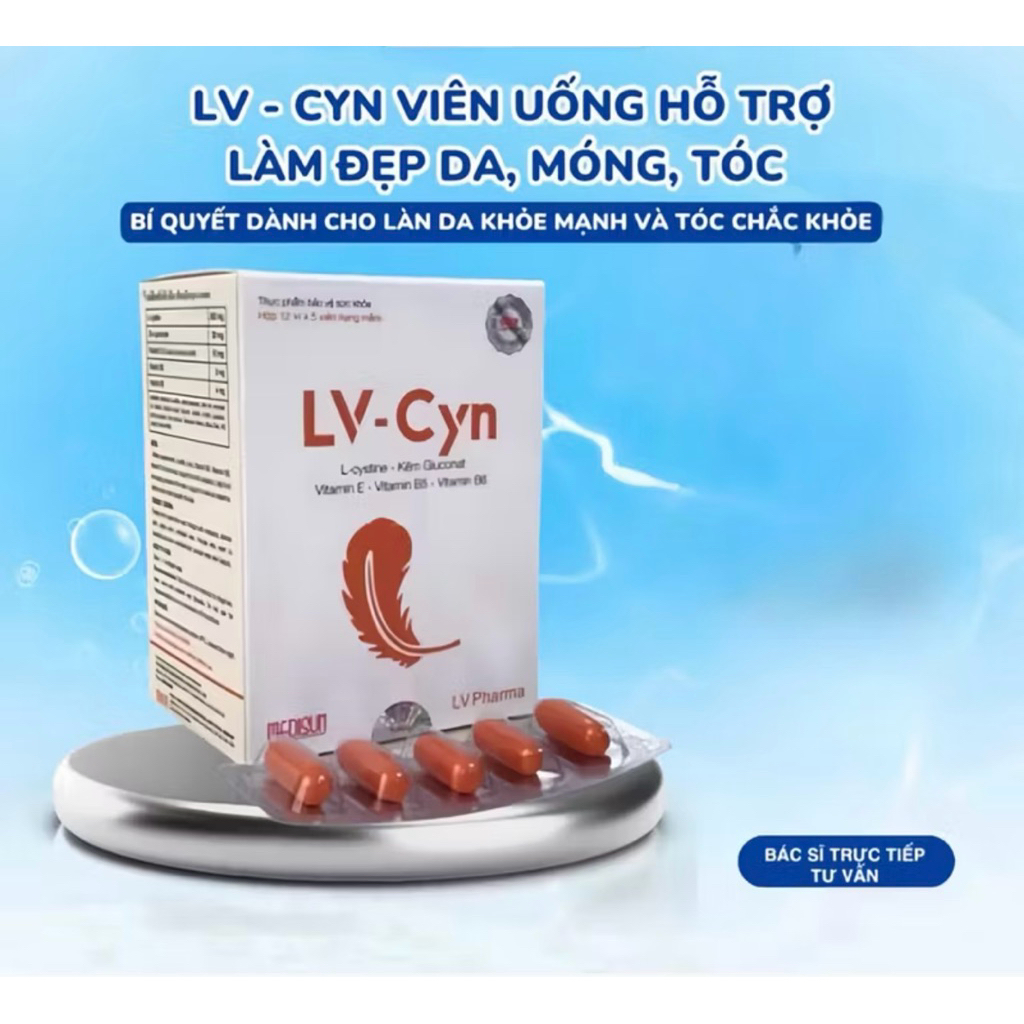 Viên uống đánh bay thâm mụn, sáng da, đẹp DA - MÓNG- TÓC LV Cyn hộp 6 vỉ x 10 viên| BS Da Liễu Khuyê