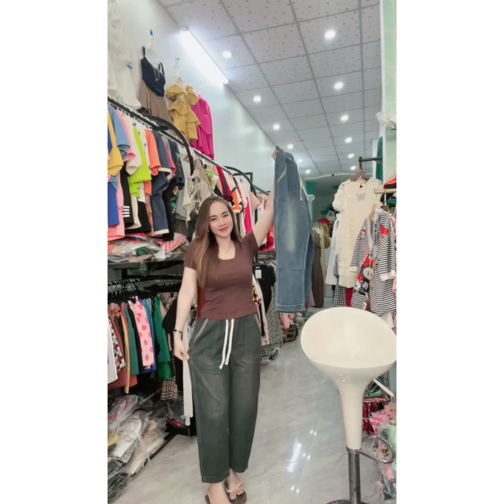 Quần Jean Nữ Baggy Cạp Thun Co Giãn, Jean Mềm Dài 88–90cm | 40–80Kg