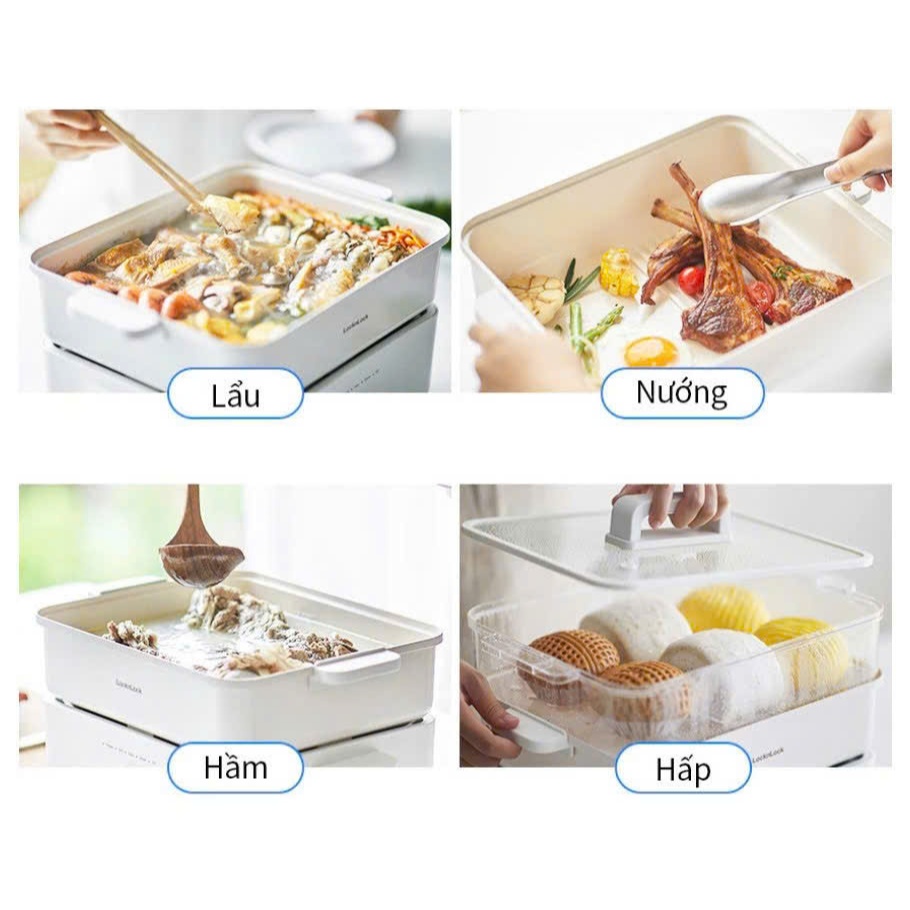 Nồi Lẩu Đa Năng Locknlock Bianco Electric Multicooker 4.5L, EJP154IVY
