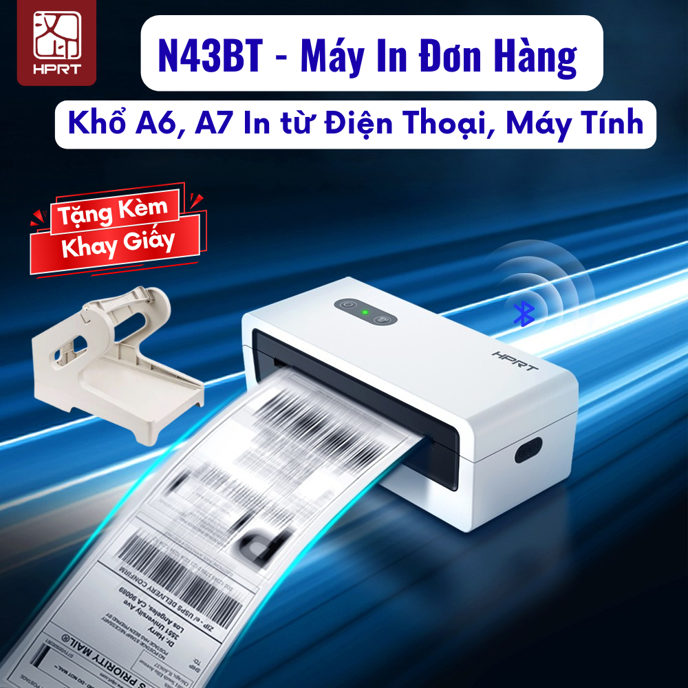 Máy In Đơn Hàng HPRT N43BT Khổ A6 A7 In Nhiệt Bluetooth In Đơn Ecom Từ Điện Thoại