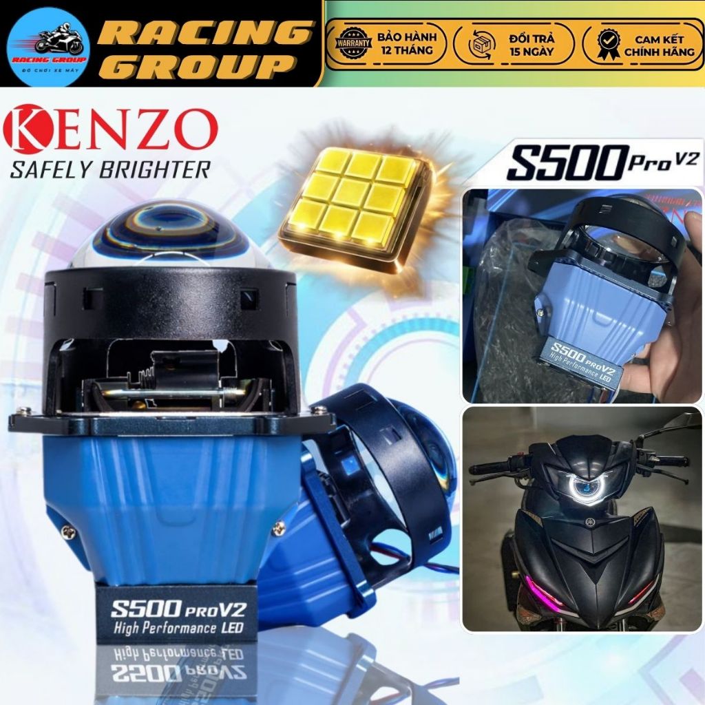 Kenzo S500 Pro V2 2025, Đèn Bi Led Kenzo S500 Pro V2 Bản Nâng Cấp 2025 Công Suất 70W-Bảo Hành 2 Năm