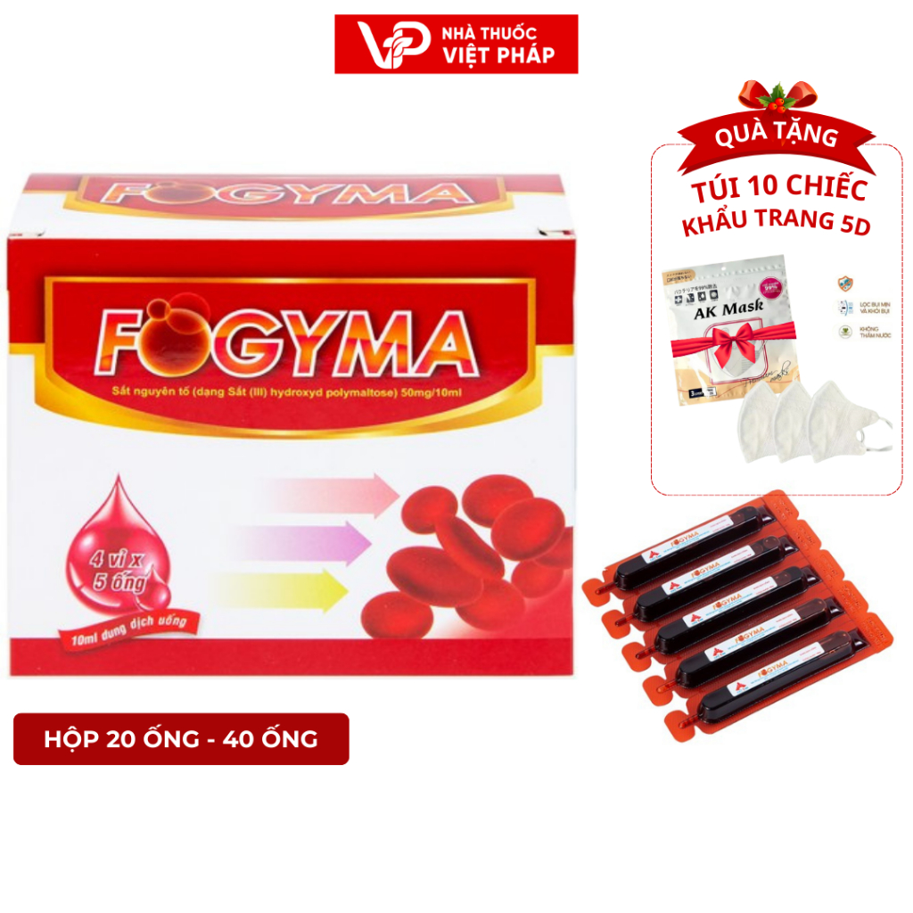 Sắt nước Fogyma, Bổ sung sắt III hữu cơ cho người thiếu hụt sắt. Hộp 20- 40 ống
