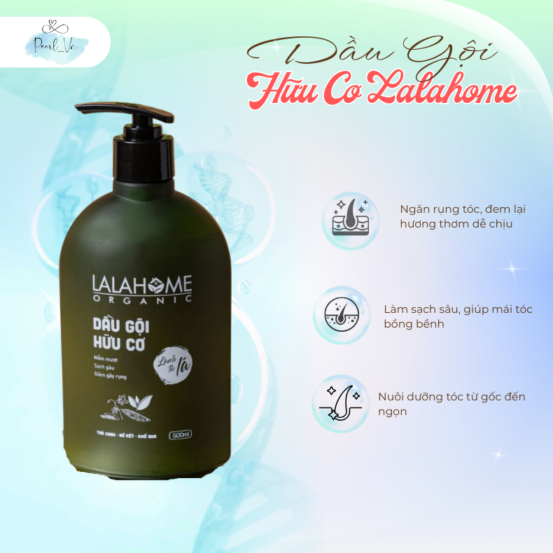 Dầu Gội Lalahome Organic Trà Xanh 500ml Dịu Nhẹ, Giảm Gàu & Kiểm Soát Dầu