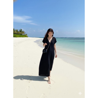 [HỎA TỐC HCM] Đầm maxi oversize cổ V tay cánh dơi