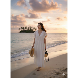 [HỎA TỐC HCM] Đầm maxi oversize cổ V tay cánh dơi