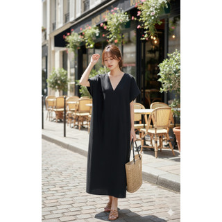 [HỎA TỐC HCM] Đầm maxi oversize cổ V tay cánh dơi