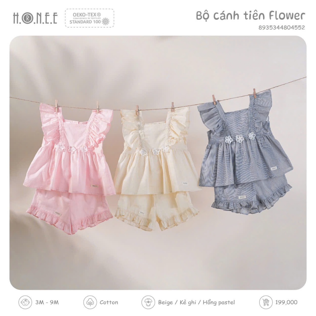 [ HRNEE ] Bộ ba lỗ cho bé từ 6 tháng đến 4 tuổi hãng Hrnee