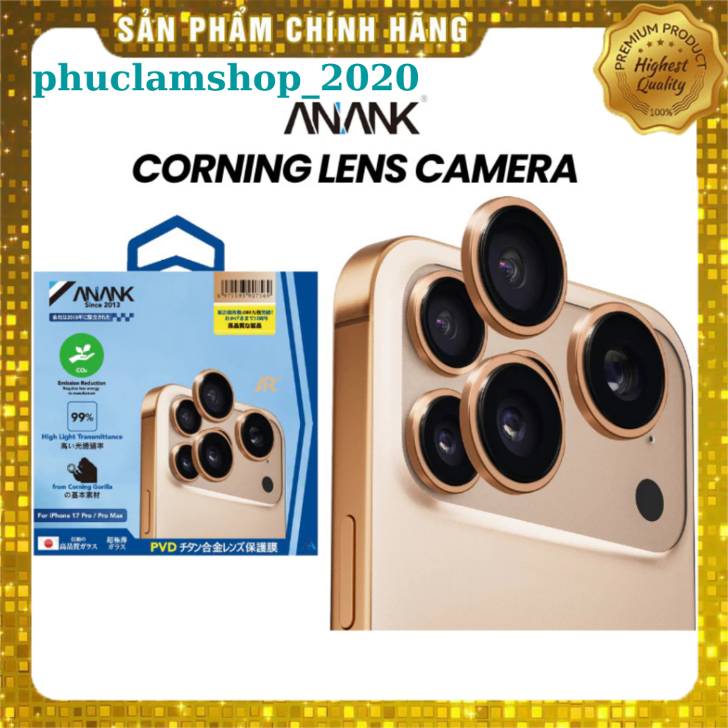 Dán kính bảo vệ camera Anank Corning cho iPhone 17 Pro Max iPhone 17 Pro iPhone Air iPhone 17