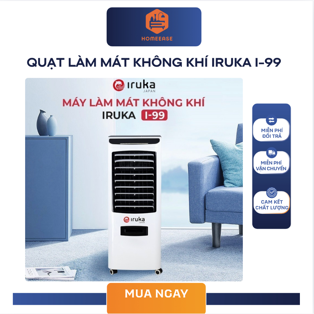 Quạt làm mát không khí Iruka I-99 17L, Quạt hơi nước làm mát nhanh, có điều khiển từ xa