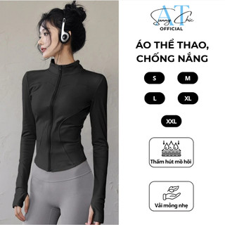  Áo khoác nữ thể thao tập gym khóa zip chống nắng SUNNYCHICC không mũ áo khoác yoga ôm sát co giãn thấm hút mồ hôi 40-70 