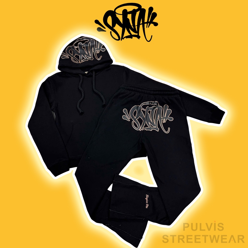 ⚡️[Hight Quality] - Bộ Quần Áo Syna World Logo Tracksuit Black/Rose Gold, Set Quần áo Syna nỉ bông d