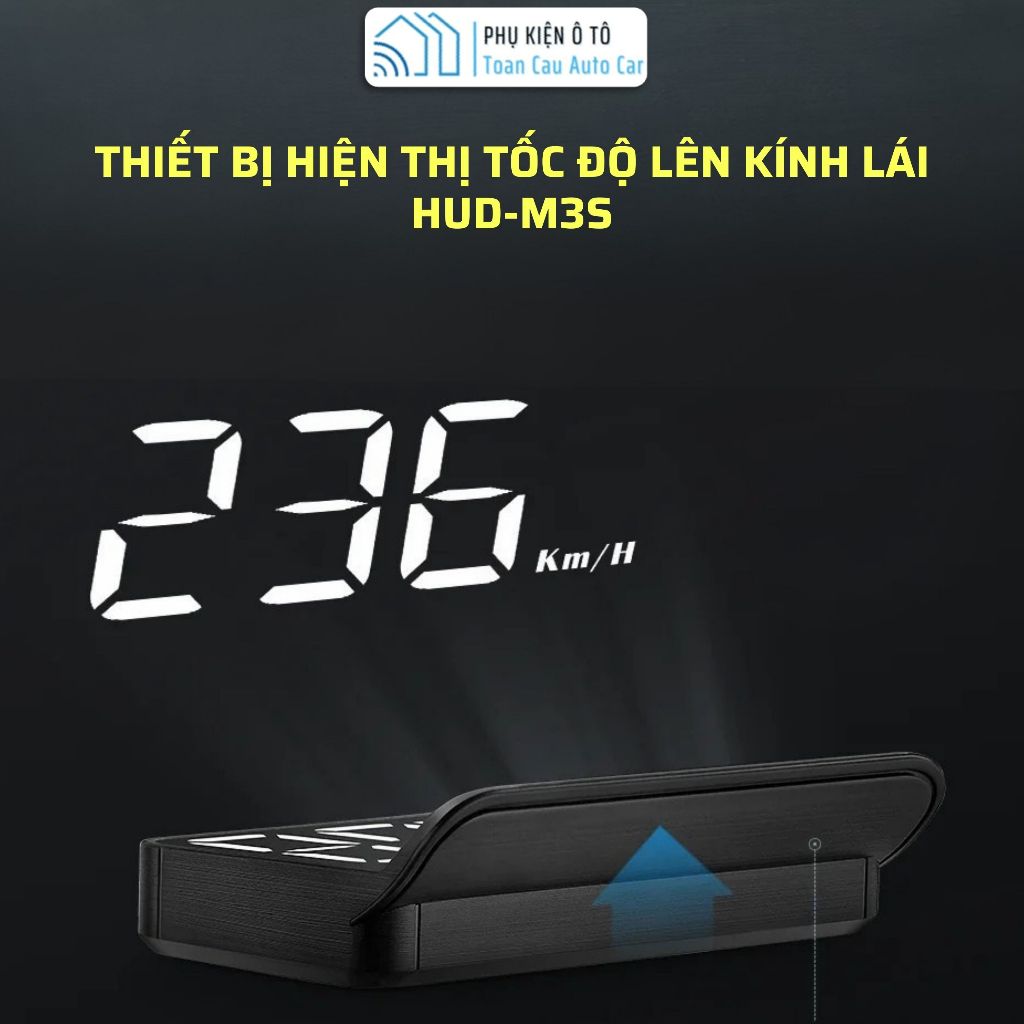 HUD M3S Hiện Thị Tốc Độ Trên Kính Lái Xe Ô tô, Cảnh Báo Tốc Độ, Nhiệt Độ Nước, Địên Áp, Kết Nối Qua 