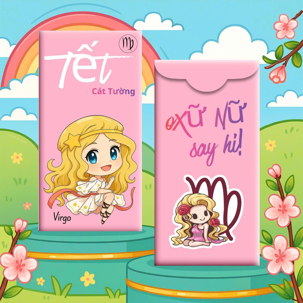 [Mẫu Thiết Kế] Sét 12 Cái Lì Xì "SAY HI" Tết  Mẫu Mới,12 Cung Hoàng Đạo Chibi Độc Lạ