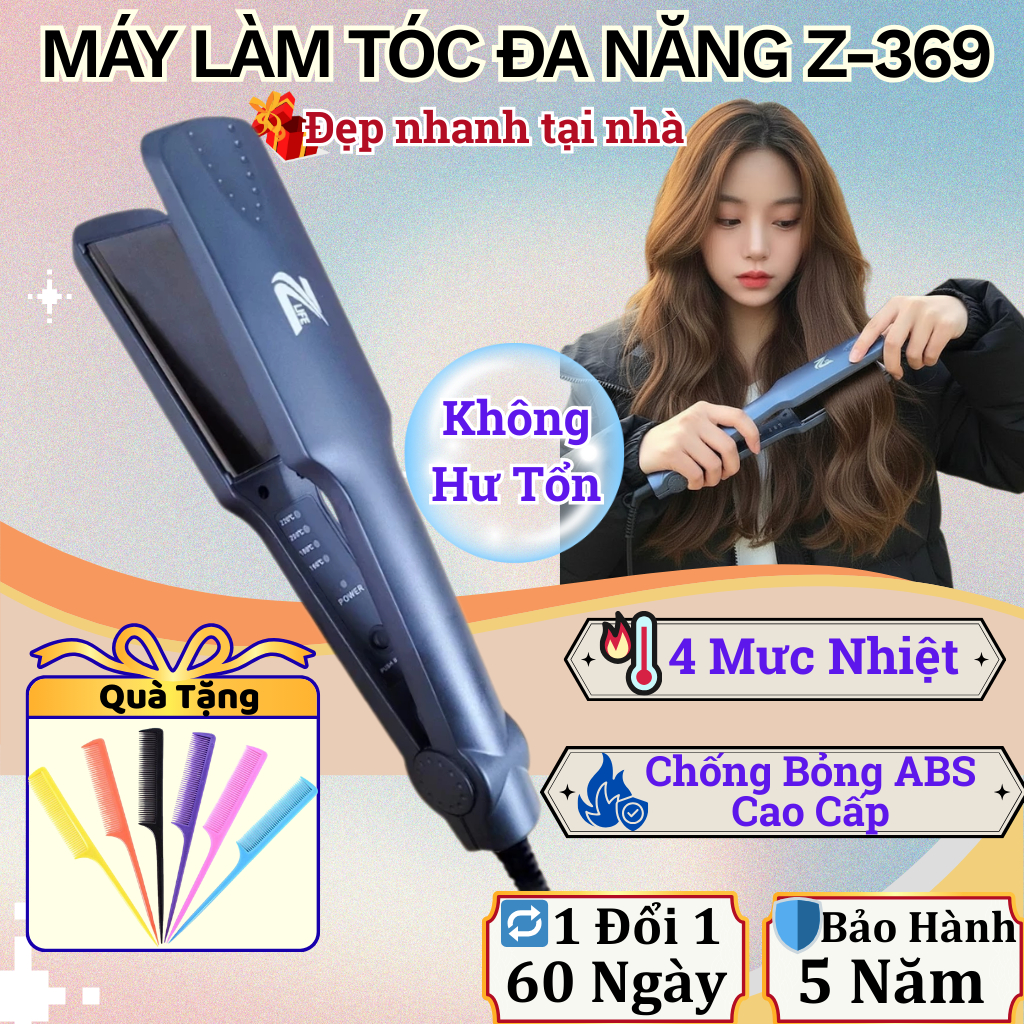 Máy Duỗi Tóc Z369 Chính Hãng Zlife, Máy Ép Tóc Duỗi Thẳng Nhanh, Không Hư Tổn, An Toàn Cho Tóc