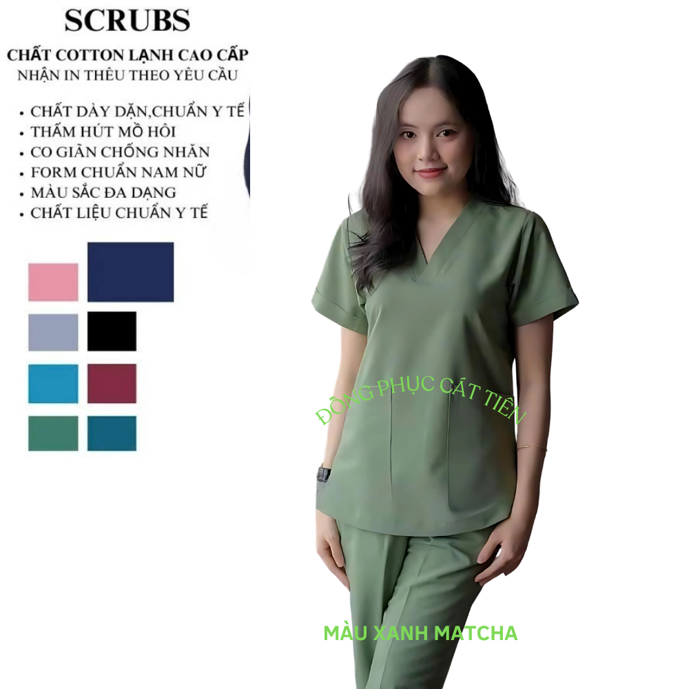 [GIÁ TẠI XƯỞNG) Scrubs bác sĩ, áo scrubs nữ, quần ao phòng mổ, đồng phục y tế cao cấp cotton