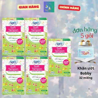  5 hộp Băng vệ sinh nữ Sofy Tampon siêu thấm mềm mại hộp 9 ống - Hàng nhập khẩu từ Nhật Bản 