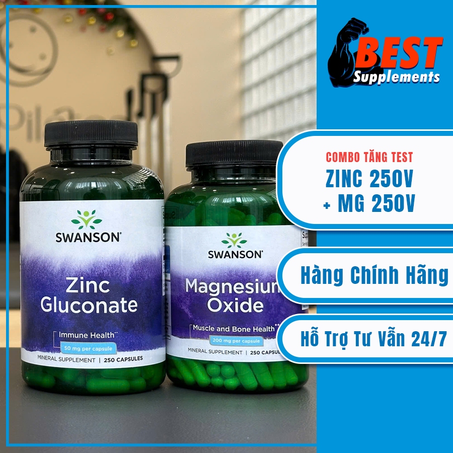 Swanson - COMBO Zinc 50mg & Magnesium 200mg - Hỗ Trợ Tăng Testoteron