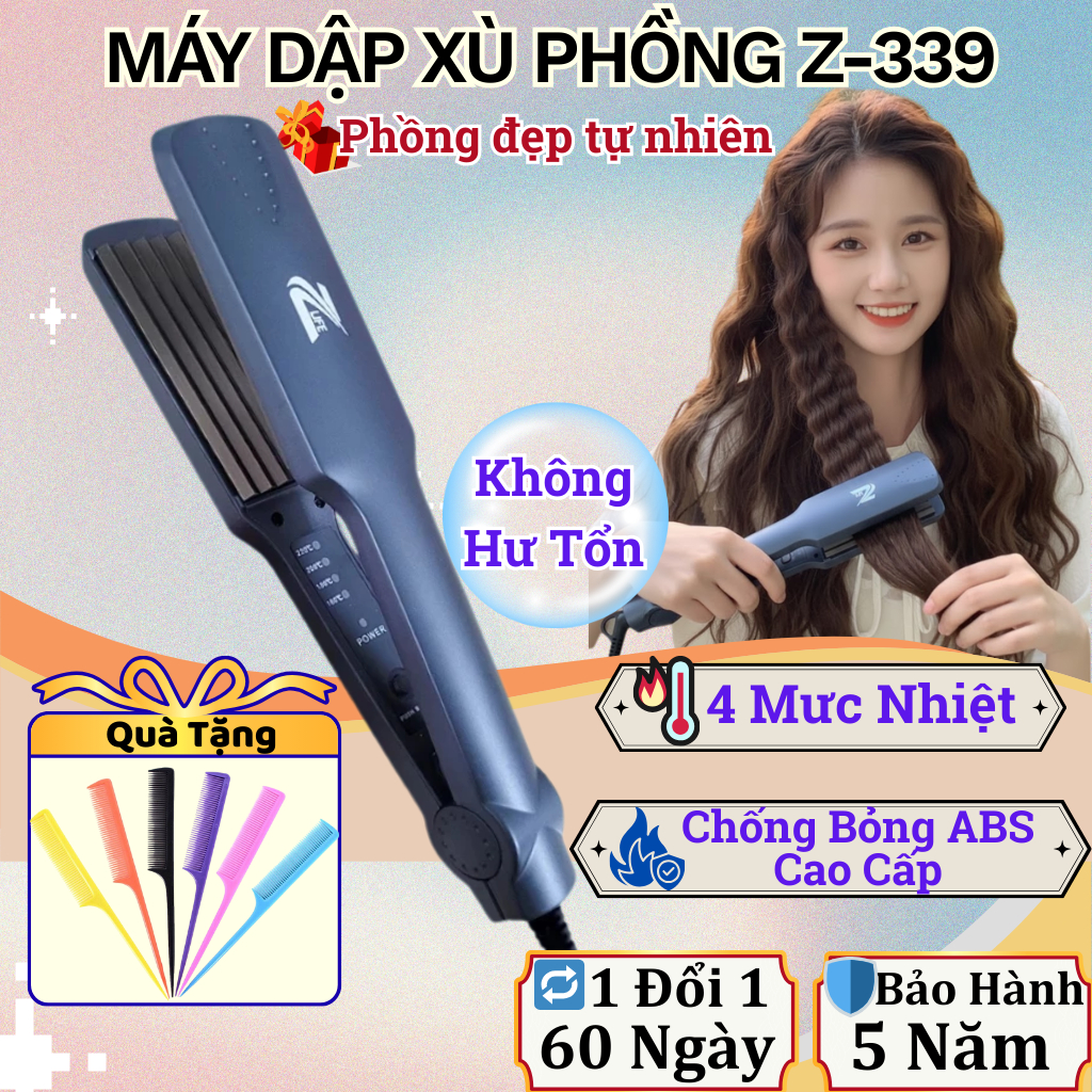 Máy Dập Phồng Chân Tóc Z339, Máy Dập Xù Bấm Tóc Tạo Sóng Giữ Nếp Cả Ngày, Ai Cũng Làm Được