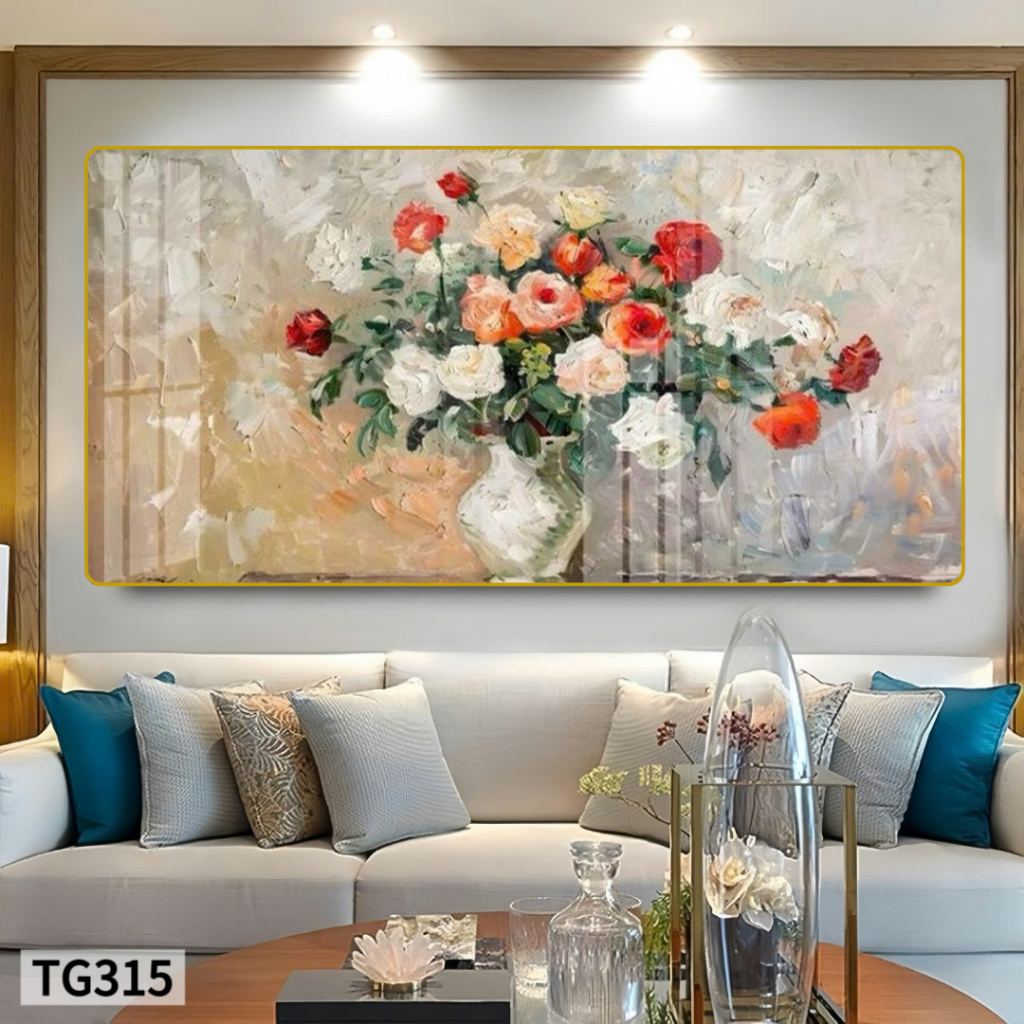 [TRANH TRÁNG GƯƠNG PHA LÊ CAO CẤP] Tranh tráng gương về hoa đẹp, trang trí phòng khách, phòng ngủ.