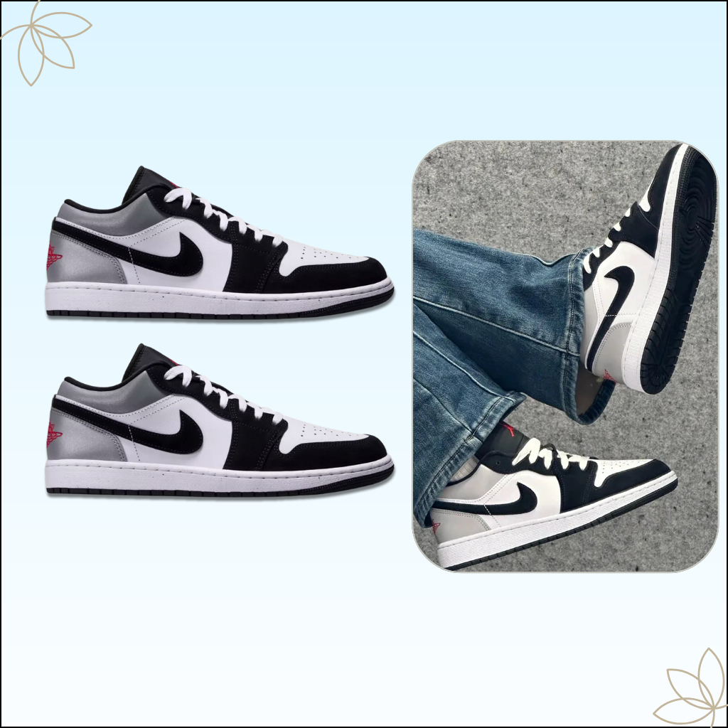 Giày Thể Thao JD1 Low SE Fire Red Black – Sneaker Nam Nữ JD Thấp Cổ Phản Quang Xám Đen [Tặng Box Bảo