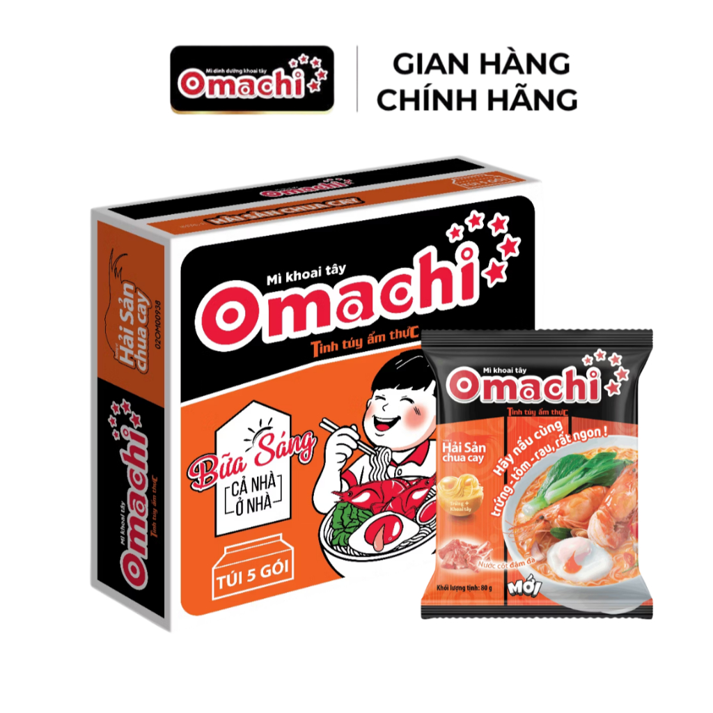 Mì Khoai Tây Omachi Hải Sản Chua Cay 80g/ Gói