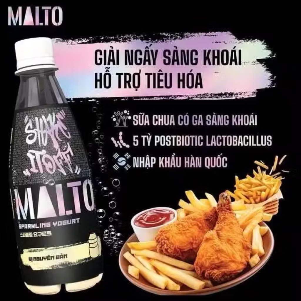 [DATE 04/2026] Sữa Chua Uống Có Gas Lof Malto Sake It Off Vi Nguyên Bản chai 340ml - Thức Uống Dinh 