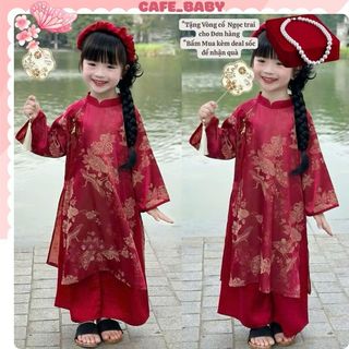  🎁TẶNG BỜM và VÒNG NGỌC🎁 Bộ Áo Dài Tết 2026 🕊️Hạc Vũ🕊️ Cho Bé Gái Thiết Kế Chất Lụa Ngọc Trai  Kèm Quần - BABY603 
