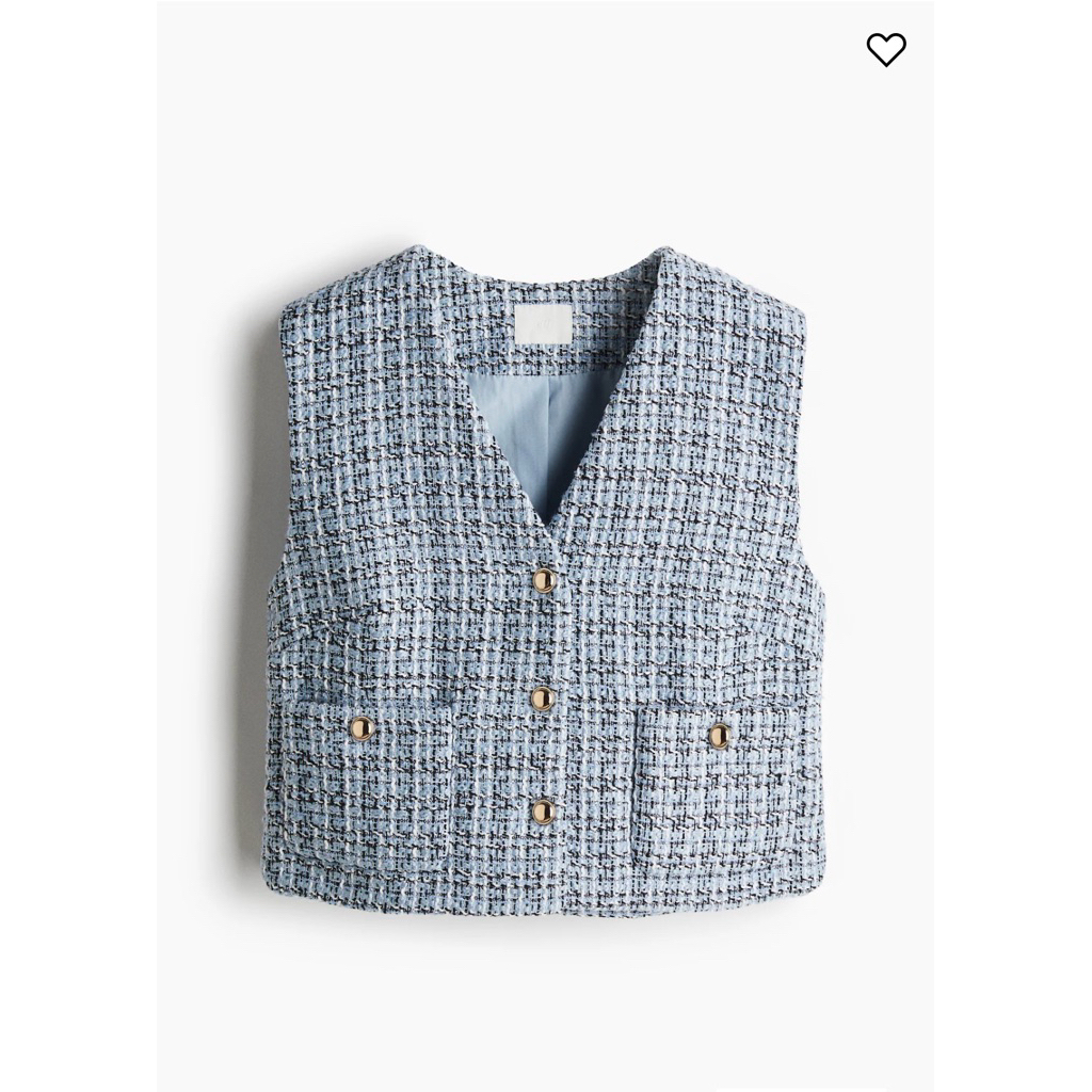 [HM Japan chính hãng] Áo tweed gile nữ HM cổ V