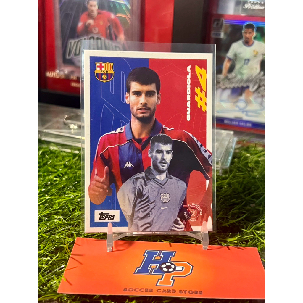 Thẻ bóng đá Pep Guardiola First Goal Topps Barcelona Team Set 2024