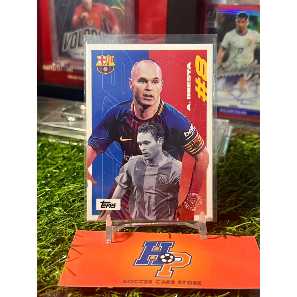 Thẻ bóng đá Iniesta First Goal Topps Barcelona Team Set 2024
