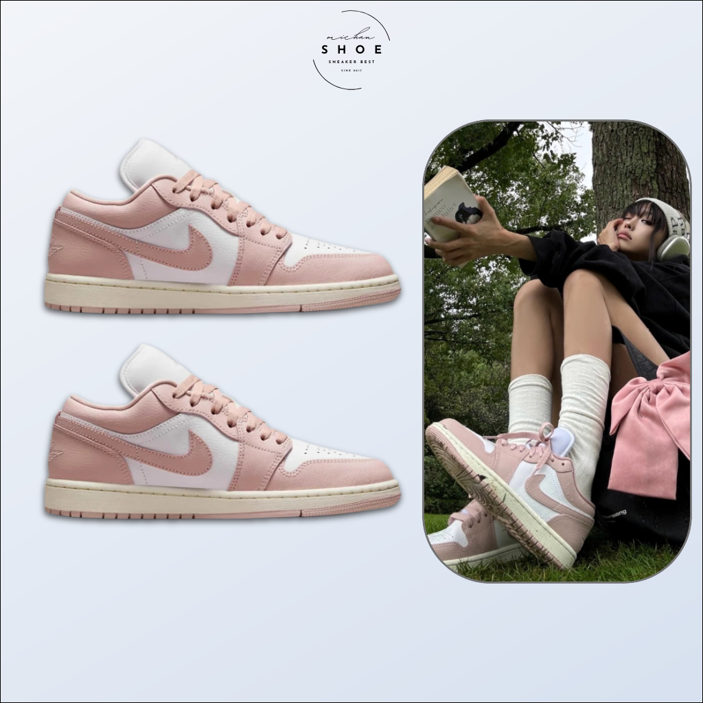 Giày Thể Thao JD1 Low Pink Oxford – Sneaker Unisex JD Hồng Trắng Nhẹ Nhàng [Tặng Dây Phụ]