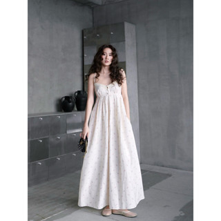  LuTa | Váy 2 dây hoa phối nẹp ren nút bọc 