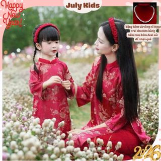  ♥️Bộ áo dài Hạc Vũ♥️Tết 2026 TẶNG BỜM và VÒNG CỔ cho bé gái 10-30kg thiết kế chất lụa ngọc trai cap cấp kèm quần-BABY603 