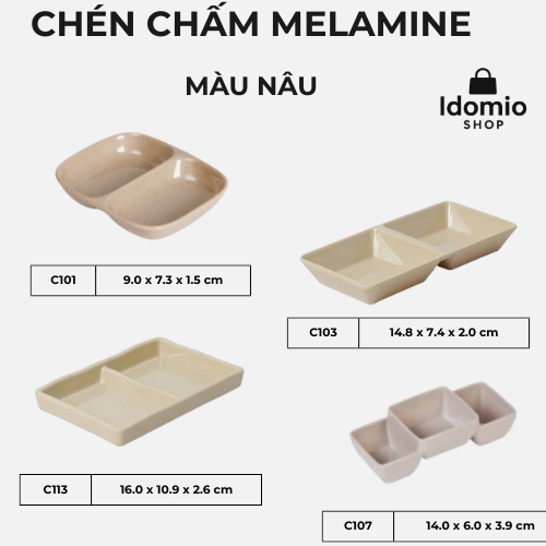 Combo Chén Nước Chấm Màu Nâu Nhiều Size