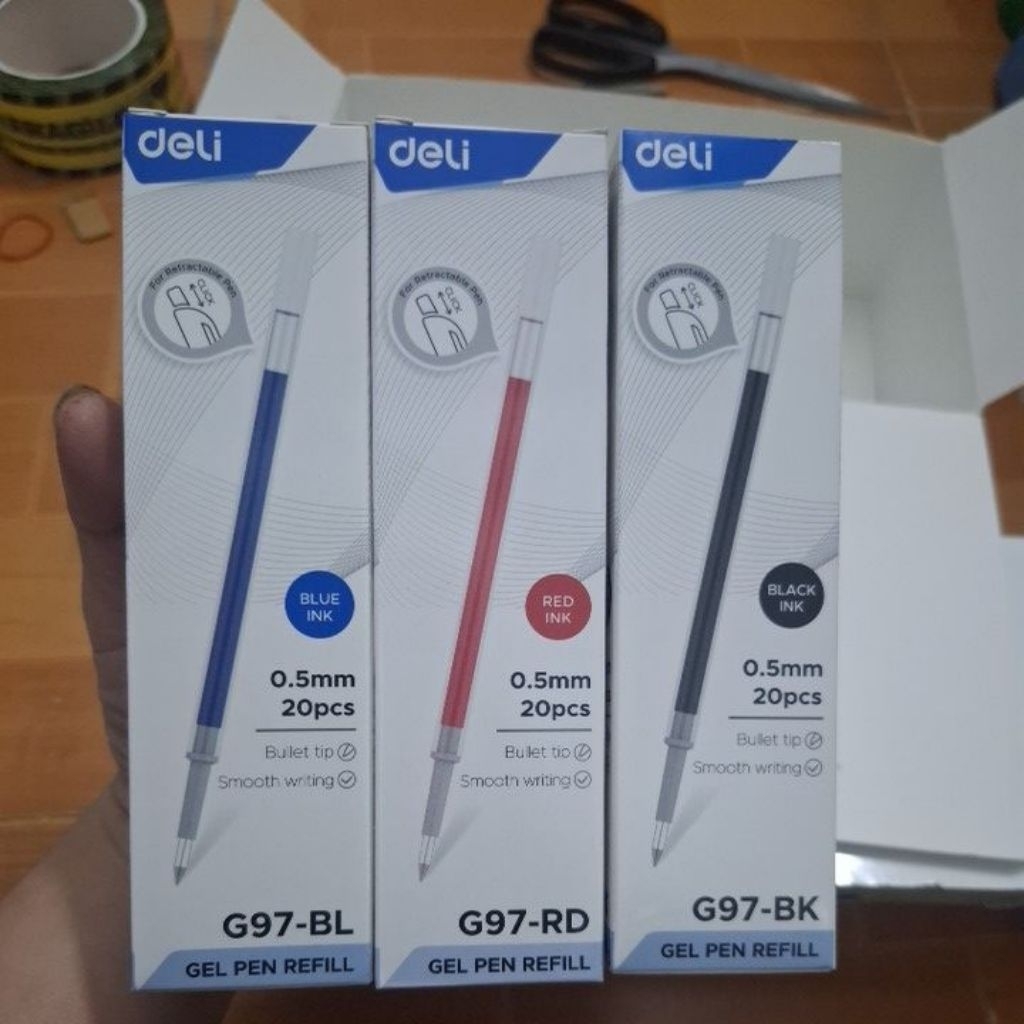 COMBO 6 ruột bút 0,5mm Deli EG97-BL(thay được bút béo MG)