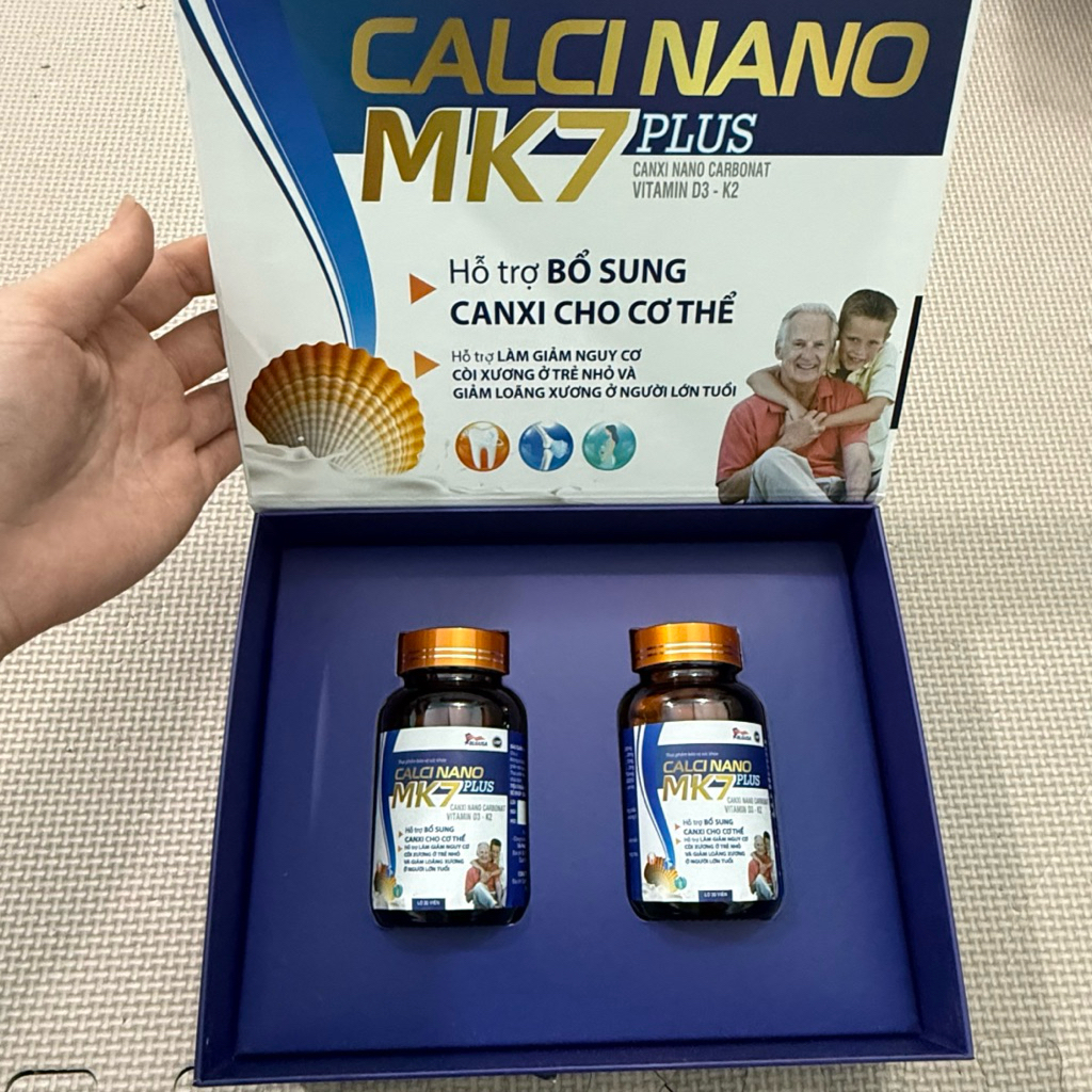 Set 2 lọ x 30 Viên uống Canxi NANO CALCIUM D3 giúp phát triển chiều cao bổ sung canxi D3 K2 MK7 cho 