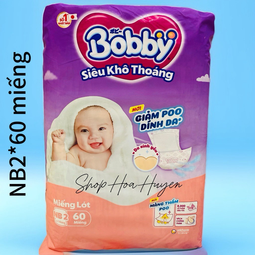 Miếng lót sơ sinh Bobby Nb1 64 miếng và Nb 2 60 miếng dùng cho bé sơ sinh Tã lót sơ sinh Bobby