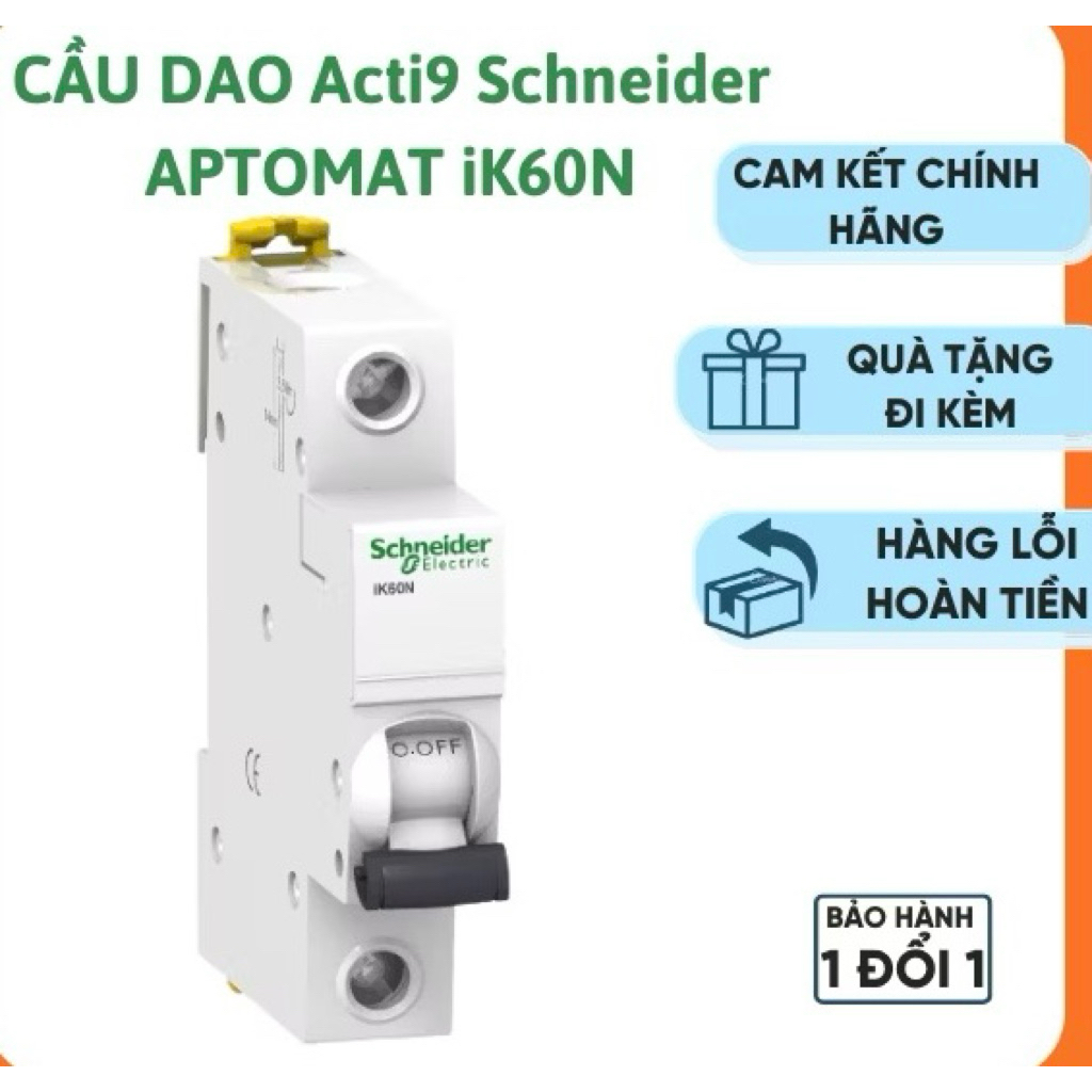 Cầu dao tự động 1 pha MCB Schneider Acti9, aptomat MCB schneider IK60N,áp tô mát, át cài MCB, át tép