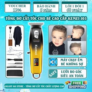  Tông Đơ Cắt Tóc Cho Bé Kemei J03 Tăng Đơ Cắt Tóc An Toàn Cho Bé Lưỡi Sắc Màn Hình Led Độ Ồn Thấp 