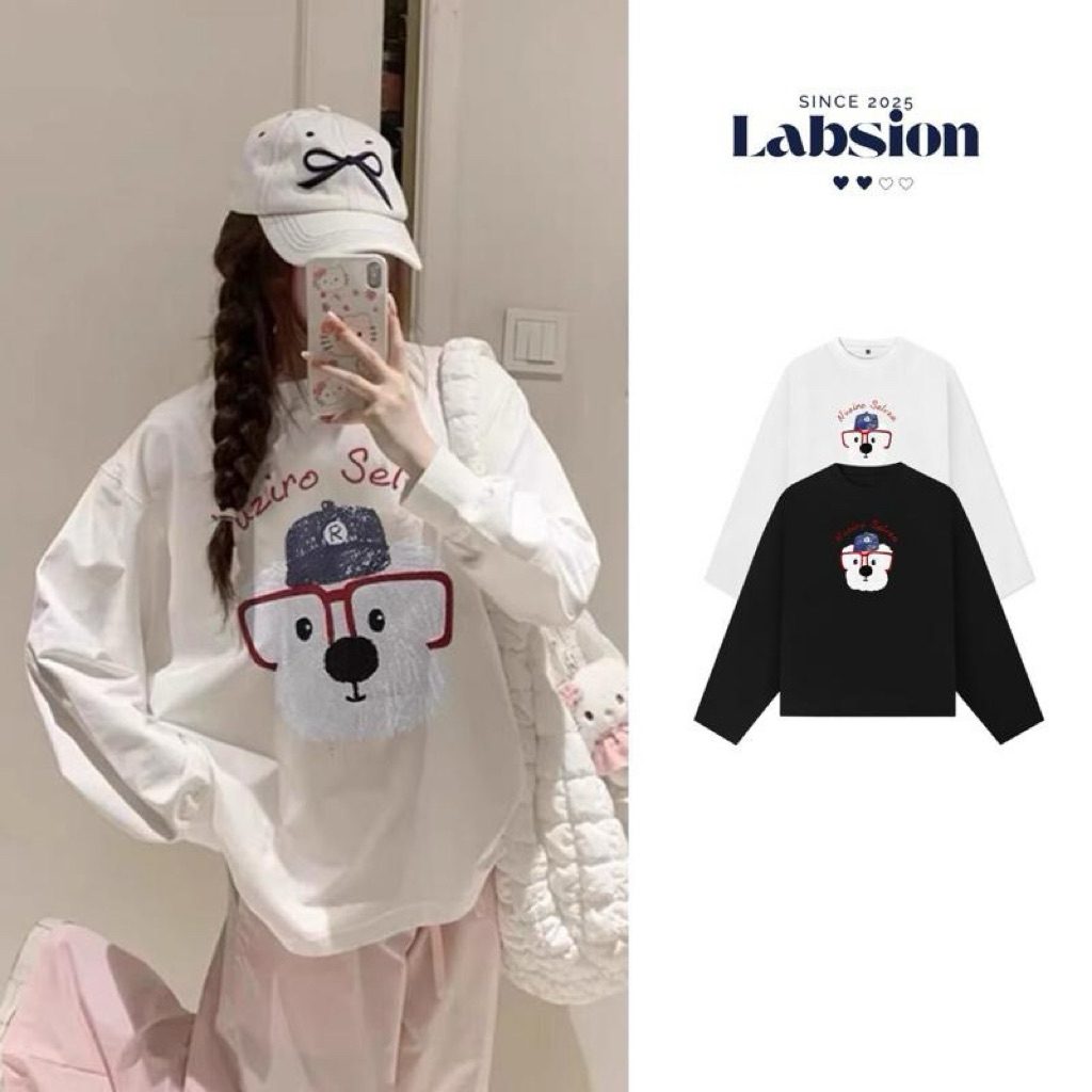 Labsion Áo Thun Dài Tay Chất Cotton Mỏng Form Dáng Boxxy Mẫu 2025