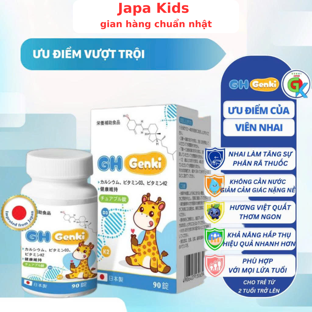 Viên nhai GH Genki Tăng Chiều Cao, Hộp 90 Viên