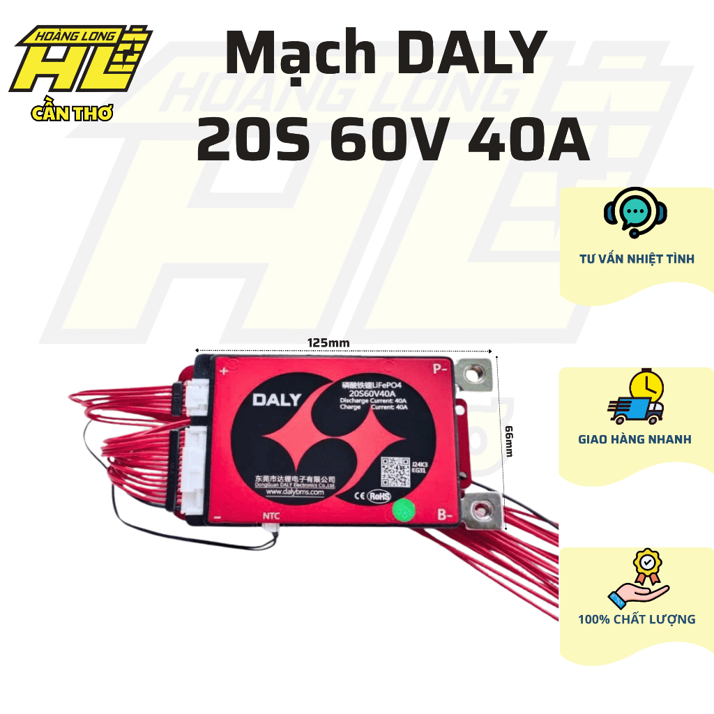 Mạch BMS 20S 60V 40A DALY – Có Cảm Biến Nhiệt, Sạc Xả Chung