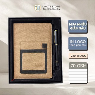  LINOTE Sổ tay ghi chép A5 bìa da Classic Notebook làm quà tặng sang trọng dòng kẻ ngang 